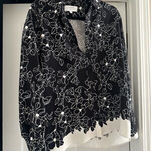 La Ligne Black and White Floral Blouse